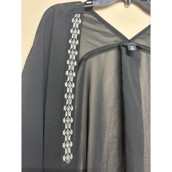 Atmosphere Black Sheer Kimono One Size Embroidered Open Front Vacation Summer - Picture 3 of 4
